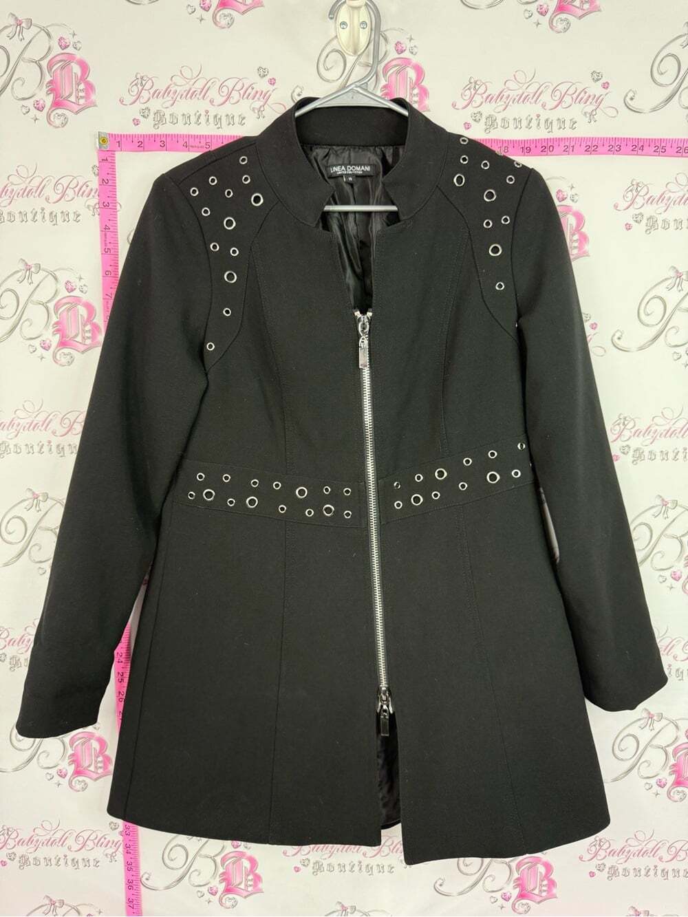 Linea domani jacket Black Grommet-Trim Trench Coat